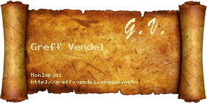 Greff Vendel névjegykártya